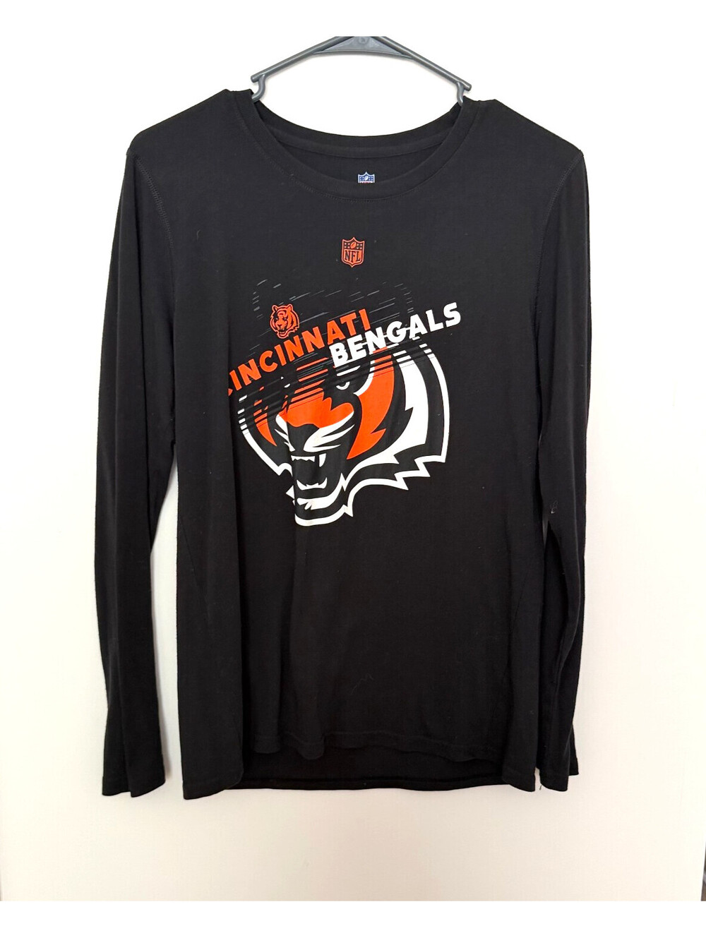Kid's Black Cincinnati Bengals Long-Sleeve Crewneck T-Shirt